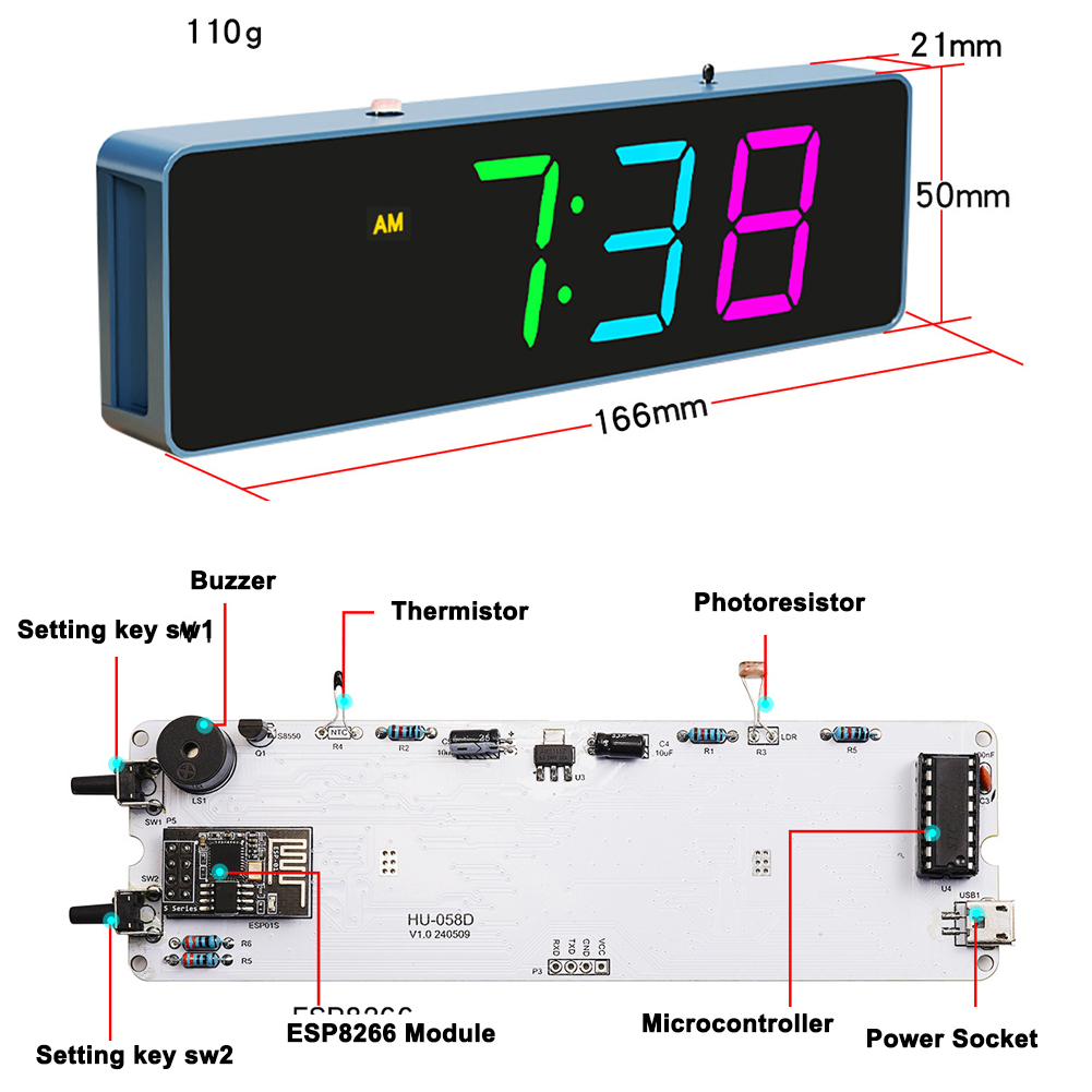 ESP8266 IoT Colorful WiFi Cloc - Diy Home Electronics Projects recension och pris