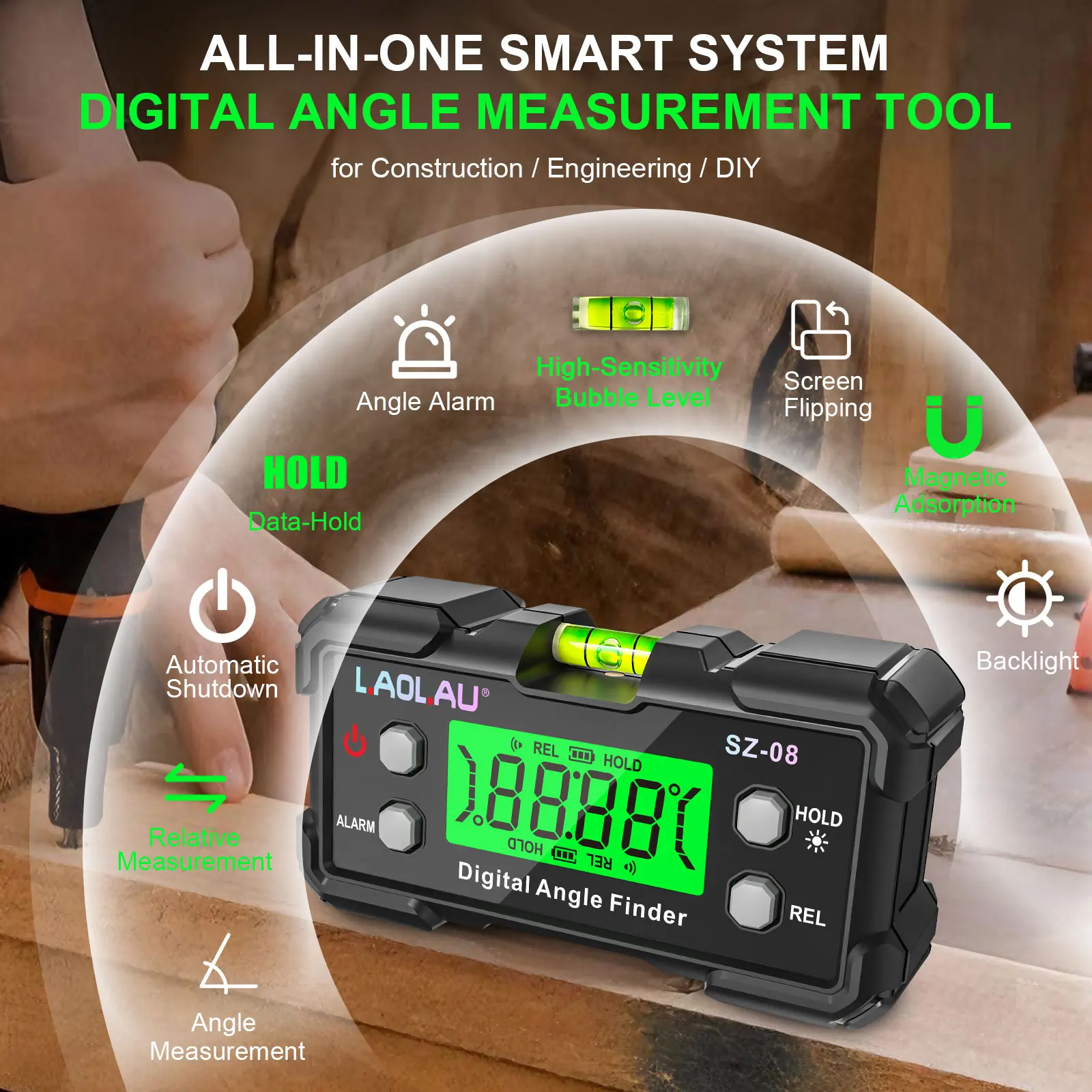 Digital Angle Gauge With Level - Diy Electronics Tools recension och pris